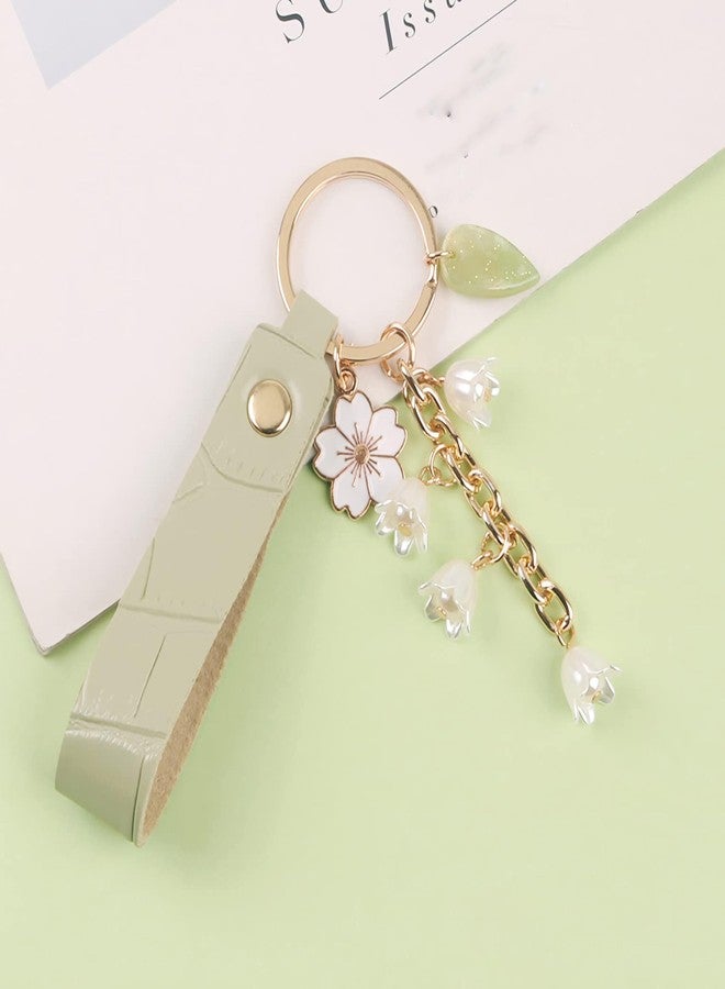 LAEKOU Cute Lily of The Valley Flower Key Chain, Women Keychain for Car Keys, Bag Charms Accessories for Purse Backpack - Image 4
